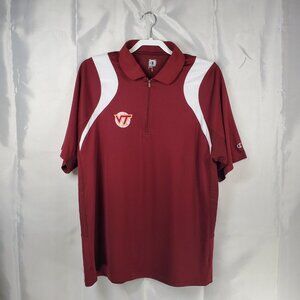 Champion 3/4Zip Burgundy Polo White Mesh Accent Virginia Tech Baseball Logo Sz L